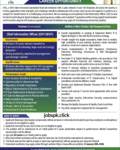 ZTBL Jobs 2025 Chief Information Officer Official Advertisement