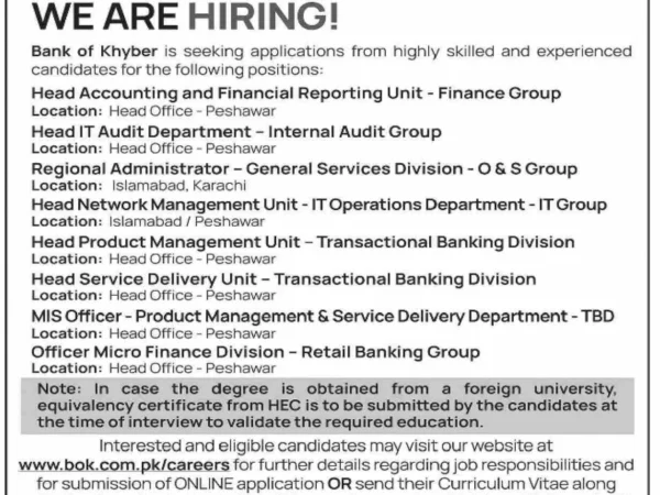 BOK Jobs 2026 Official Advertisement