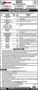 ETEA Girls Cadet College Jobs 2026 Official Advertisement