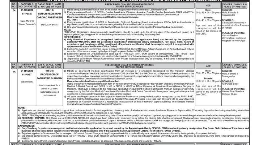 PPSC Advertisement 01/2026