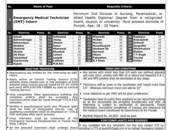 Rescue 1122 EMT Internship