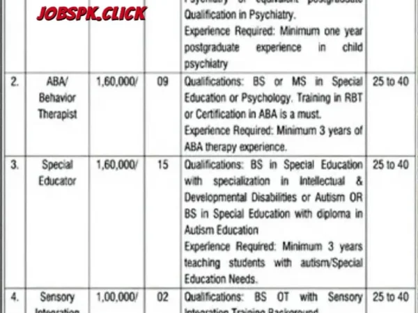 Special Education Department Jobs 2026 Official Advertisement
